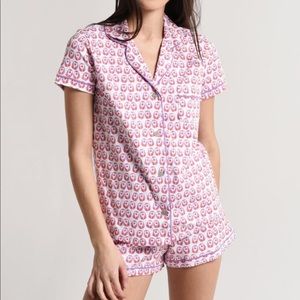 Roberta Roller Rabbit Women’s Polo Pajama Set in Pink/Lilac Love Bird Print (XL)